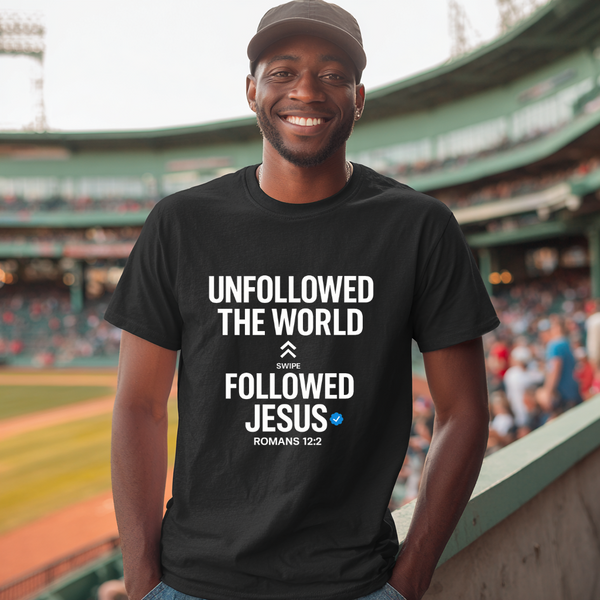 UNFOLLOWED THE WORLD. FOLLOWED JESUS – Men’s Heavy Cotton T-Shirt