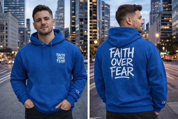 Faith Over Fear Hoodie — Inspirational Graphic Champion Hoodie