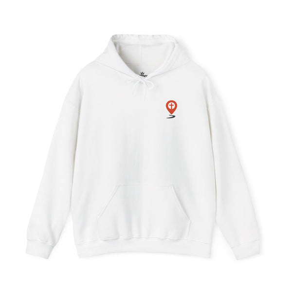 Christian Hoodie — “Was Lost. Got Found.” Inspirational Faith Hoodie with Location Pin