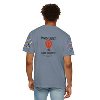Load image into Gallery viewer, Red waypoint, WAS LOST GOT FOUND, Men's Garment Dyed Tee