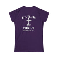 Load image into Gallery viewer, Christian Cross Women's Tee — 'Rooted in Christ' Faith Graphic Shirt