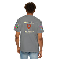Load image into Gallery viewer, Red waypoint, WAS LOST GOT FOUND, Men's Garment Dyed Tee