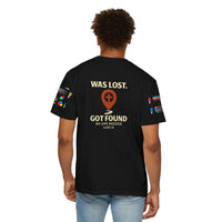 Load image into Gallery viewer, Red waypoint, WAS LOST GOT FOUND, Men's Garment Dyed Tee
