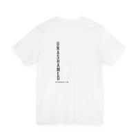 Load image into Gallery viewer, Unashamed Vertical Back Print Tee – Christian Scripture Romans 1:16 Shirt