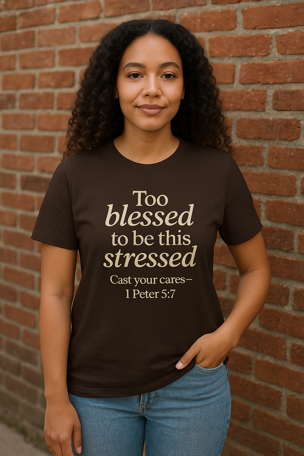 TOO BLESSED TO BE THIS STRESSED – 1 Peter 5:7 Unisex T-Shirt