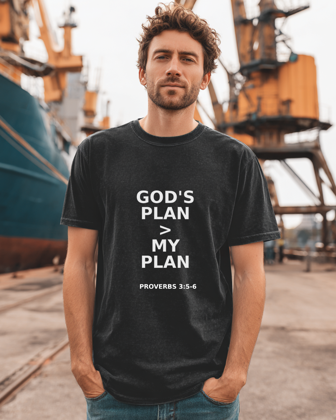 Men's Tee - God's Plan > My Plan Casual T-shirt - Proverbs 3:5-6
