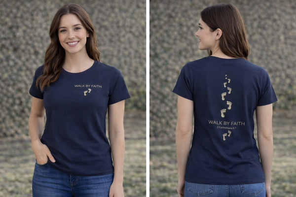 Women's Tee — Gold Footprints Minimal Back Graphic