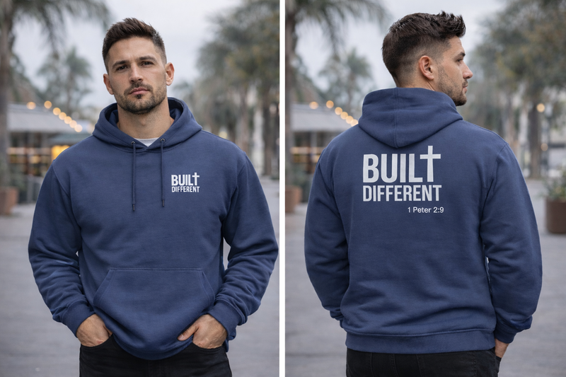 Built Different Hoodie — 'Built Different' Graphic Pullover for Men