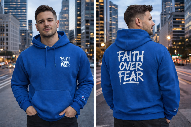 Faith Over Fear Hoodie — Inspirational Graphic Champion Hoodie