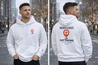 Christian Hoodie — “Was Lost. Got Found.” Inspirational Faith Hoodie with Location Pin