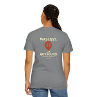 Load image into Gallery viewer, Red waypoint, WAS LOST GOT FOUND, Women's Garment Dyed Tee