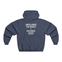 Load image into Gallery viewer, UNFOLLOWED THE WORLD – FOLLOWED JESUS, Men’s Hoodie
