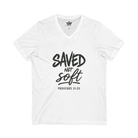 Load image into Gallery viewer, SAVED NOT SOFT – Women’s V-Neck Tee
