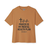 Load image into Gallery viewer, Christian Faith Unisex Oversized Tee - &#39;Prayer Is My Mental Health Plan&#39;
