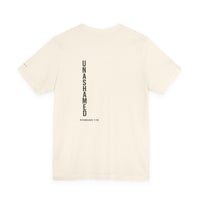 Load image into Gallery viewer, Unashamed Vertical Back Print Tee – Christian Scripture Romans 1:16 Shirt