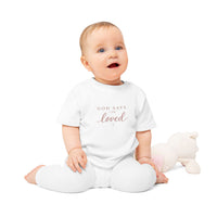 Load image into Gallery viewer, Baby T-Shirt — "God Says I Am" Inspirational Christian Baby Tee (Loved, Kind, Brave, Chosen)