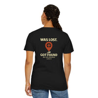 Load image into Gallery viewer, Red waypoint, WAS LOST GOT FOUND, Women's Garment Dyed Tee