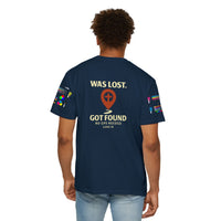 Load image into Gallery viewer, Red waypoint, WAS LOST GOT FOUND, Men's Garment Dyed Tee
